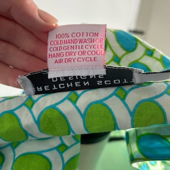 Gretchen Scott Designs Wrap Mini Dress Blue and Green Small Pretty for Summer - Picture 6 of 8